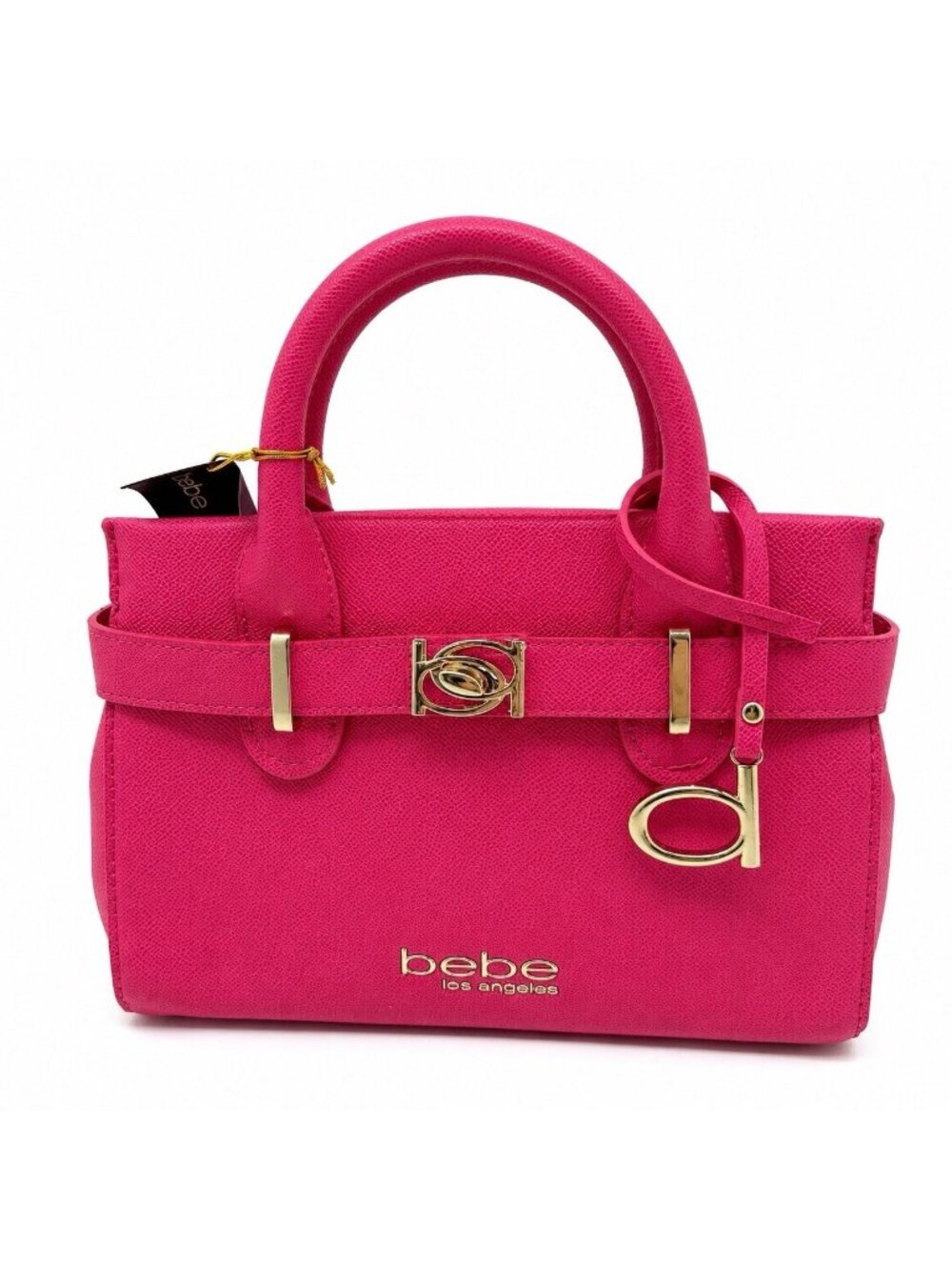 Bebe Evie Small Satchel Bag Orchid Pink Belted Strap Gold Hardware NWT Boxy